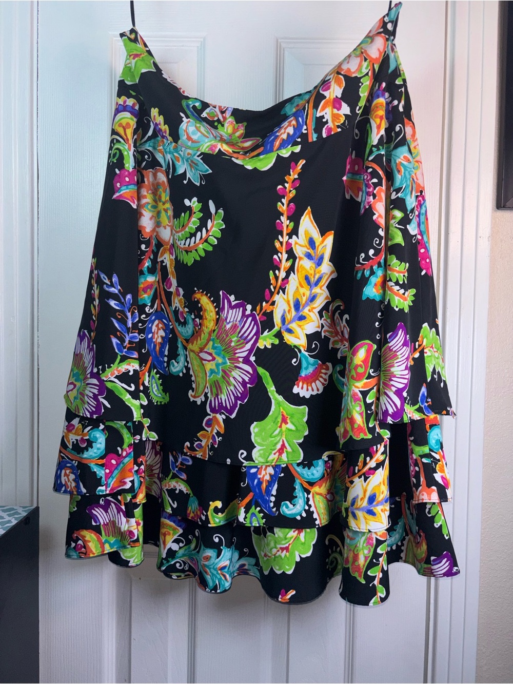 Lauren Ralph Lauren Black Multicolor Floral Print skirt size 16 - Picture 3 of 14